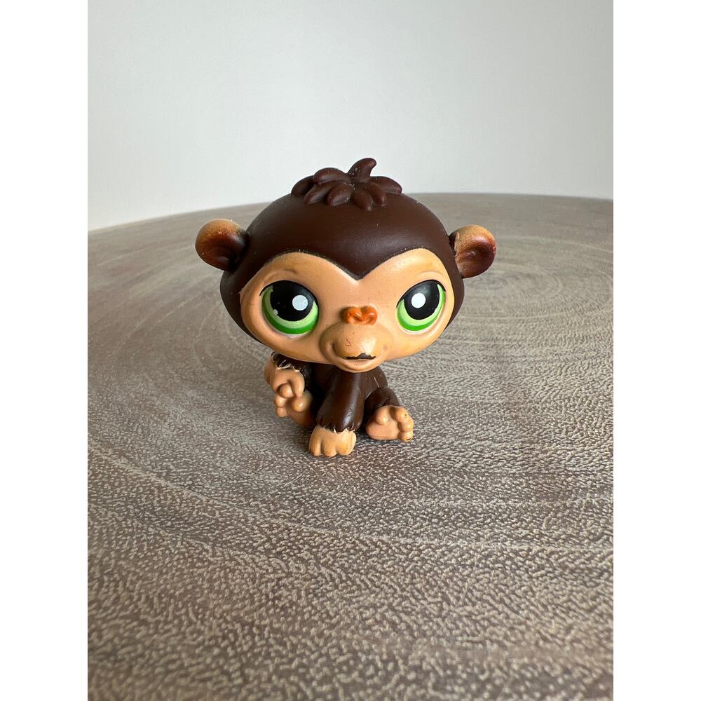 Littlest Pet Shop LPS Chimpanzee #223 Dark Brown Green Eyes 2006